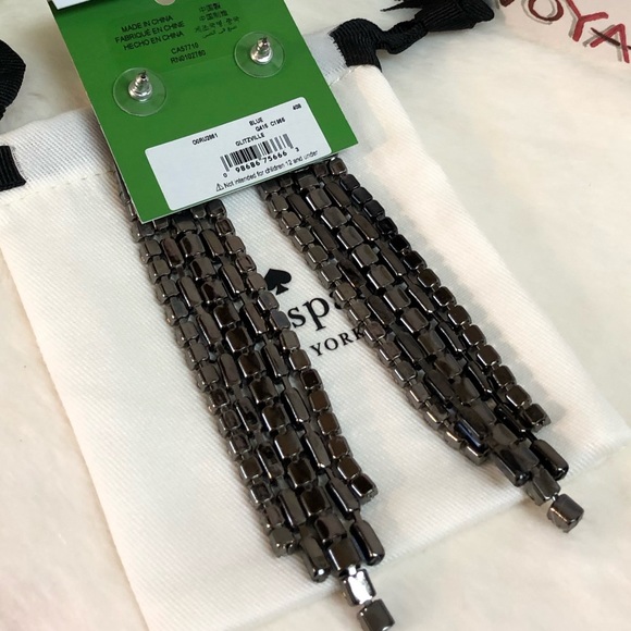 NWT KATE SPADE ♠️ GLITZVILLE CHAIN FRINGE EARRINGS - Picture 8 of 9